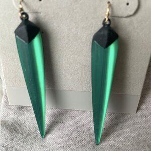 Alexis Bittar | Lucite Pyramid Capped Spear Drop Earrings (Emerald)